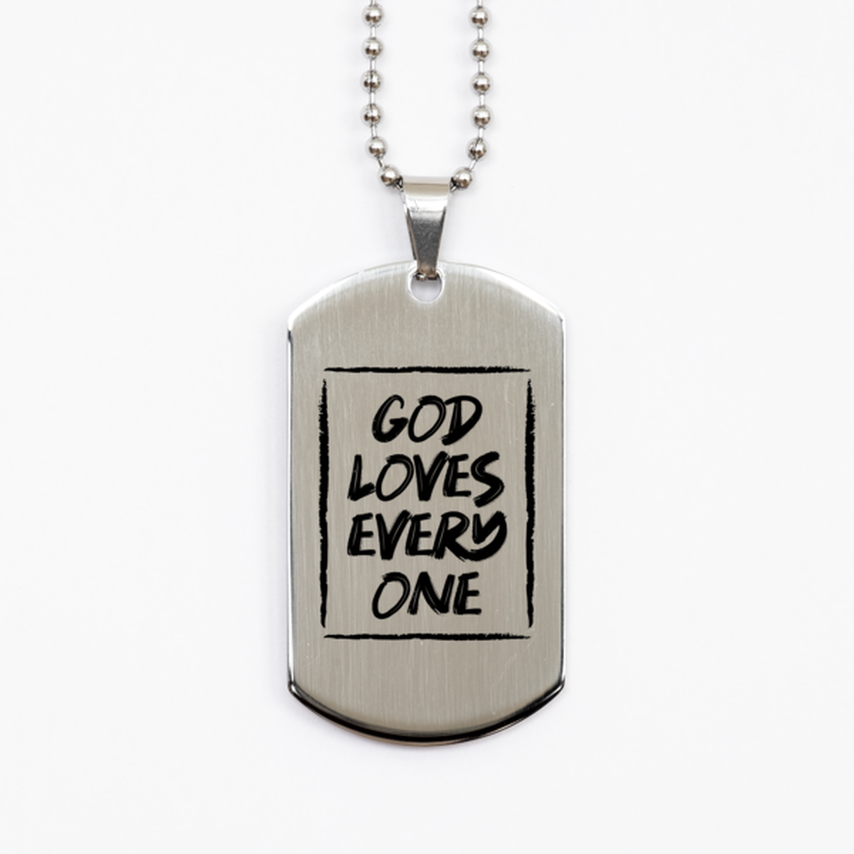 God Love Every One 2, Silver Dog Tag Bracelet. Model 60061