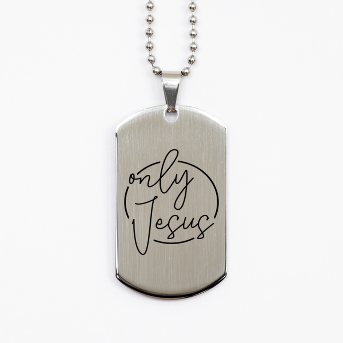 Only Jesus 2, Silver Dog Tag Bracelet. Model 60061