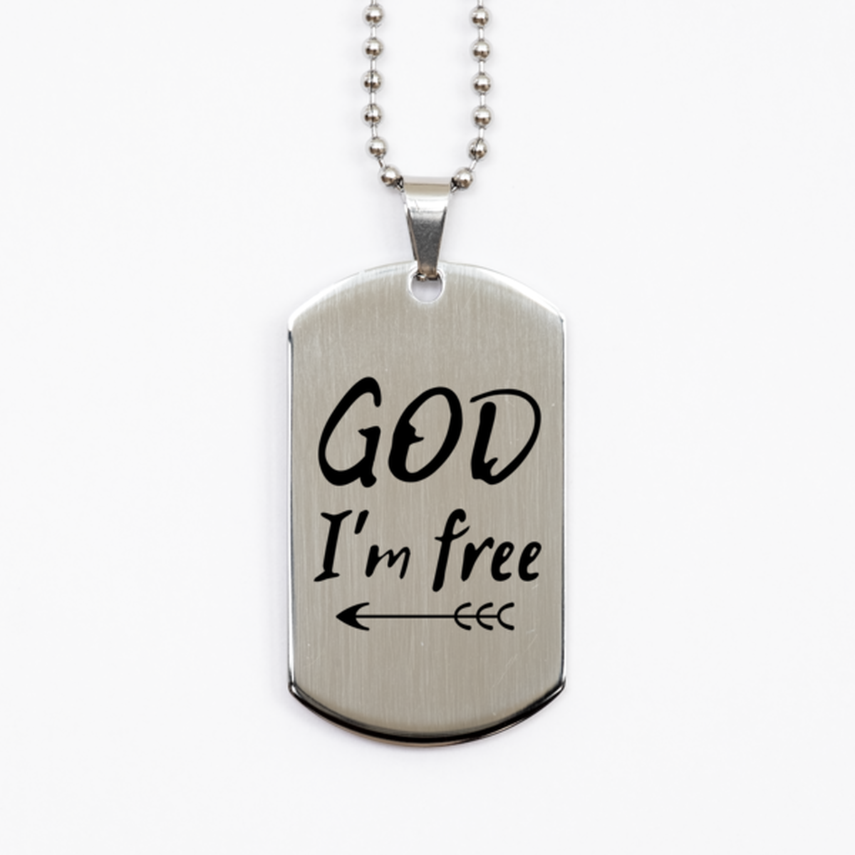 God Im Free, Silver Dog Tag Bracelet. Model 60061