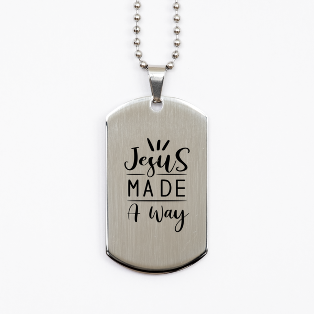 Jesus Made a Way, Silver Dog Tag Bracelet. Model 60061