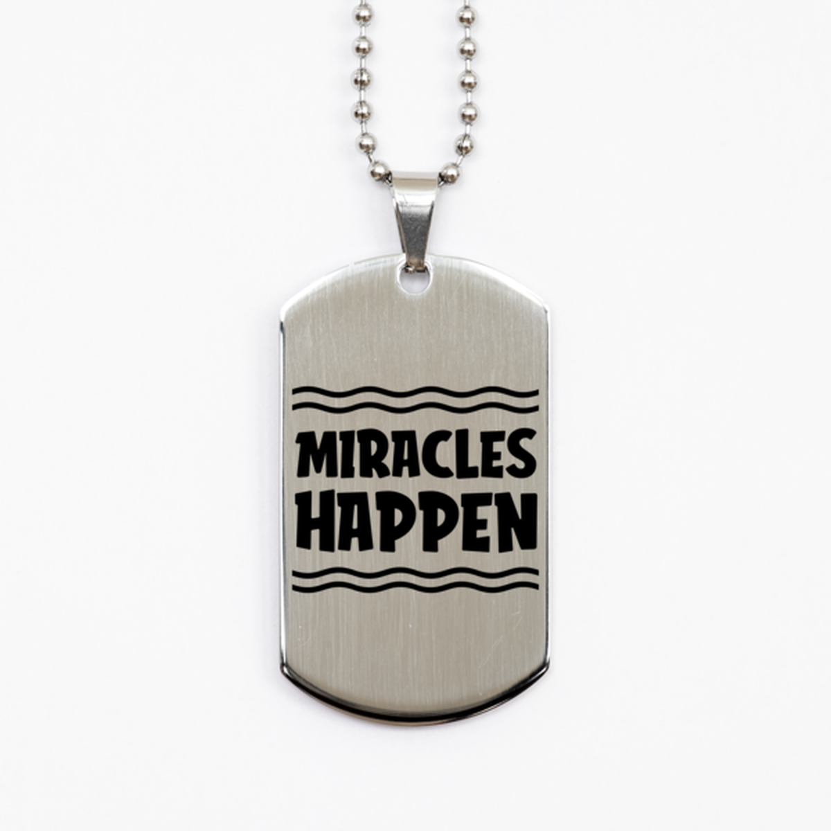 Miracles Happen, Silver Dog Tag Bracelet. Model 60061