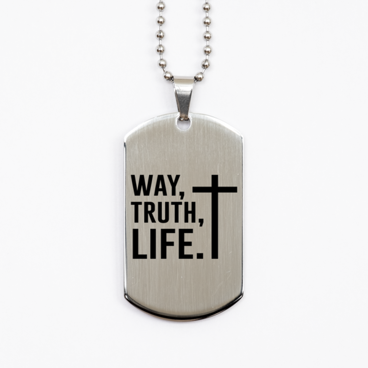 Way, Truth, Life, Silver Dog Tag Bracelet. Model 60061