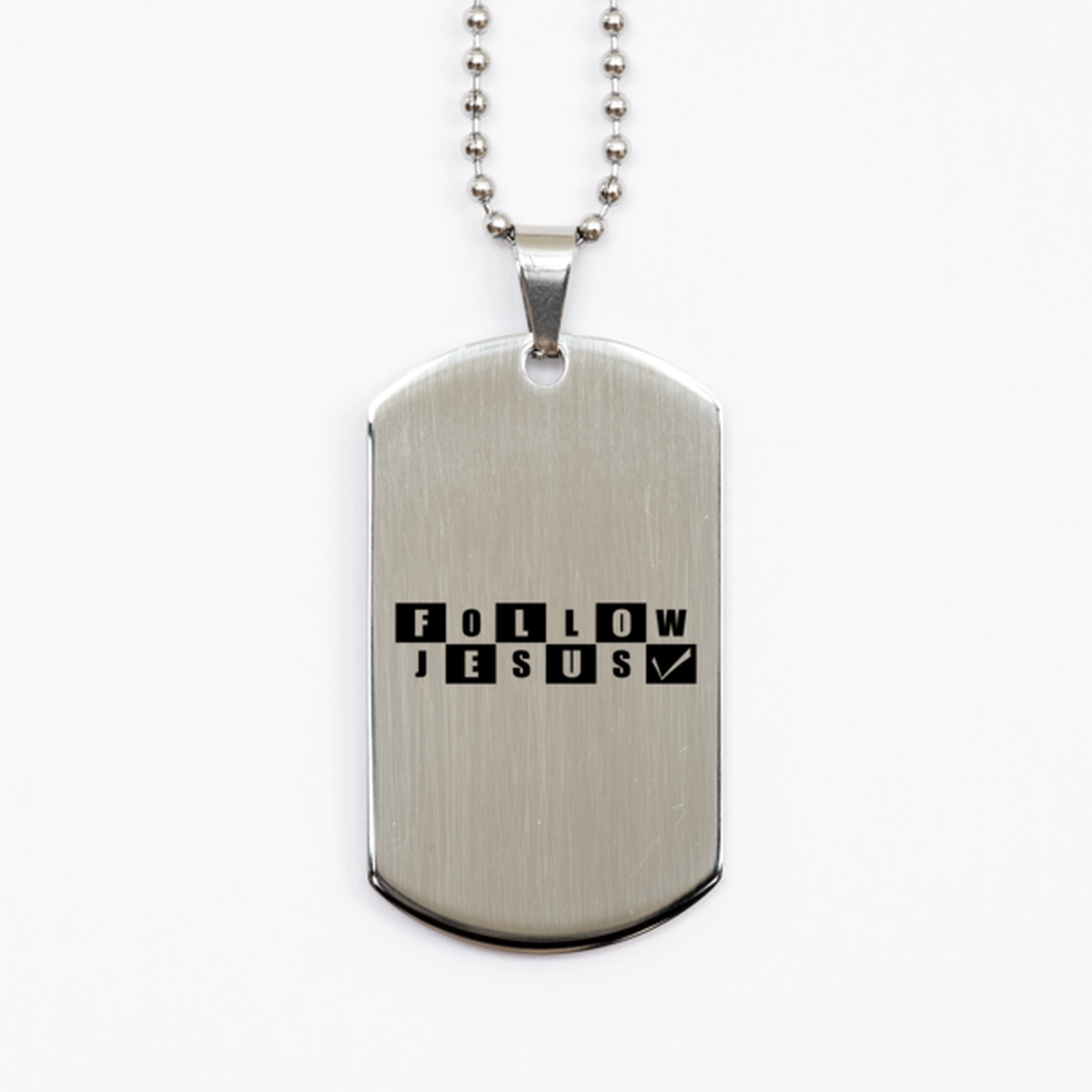 Follow Jesus, Silver Dog Tag Bracelet. Model 60061