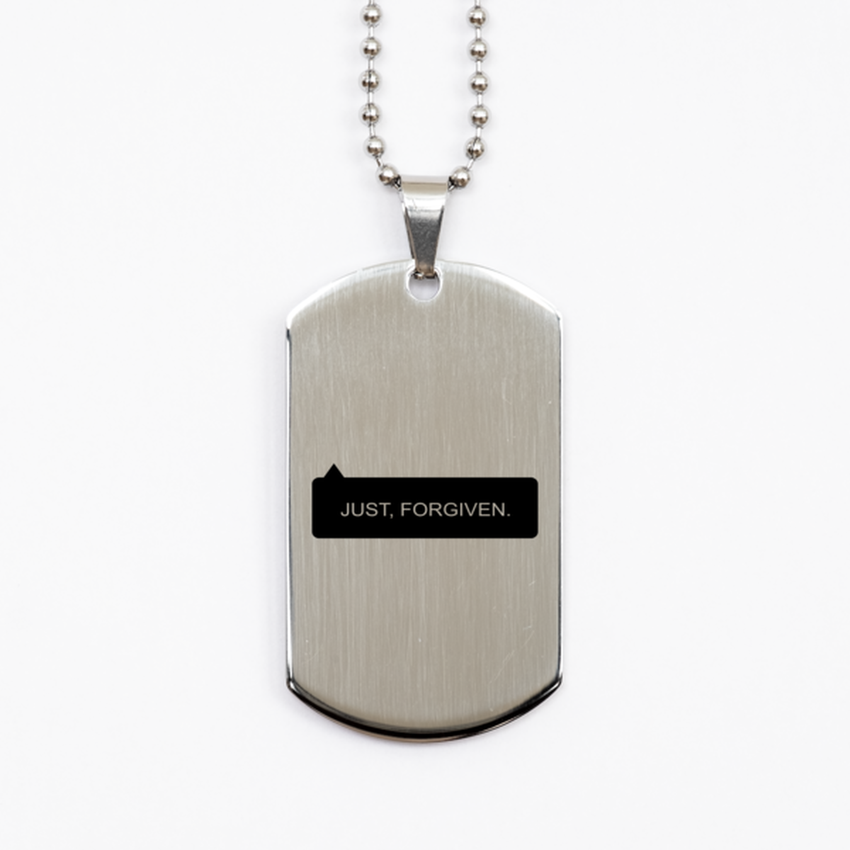 Just Forgiven, Silver Dog Tag Bracelet. Model 60061