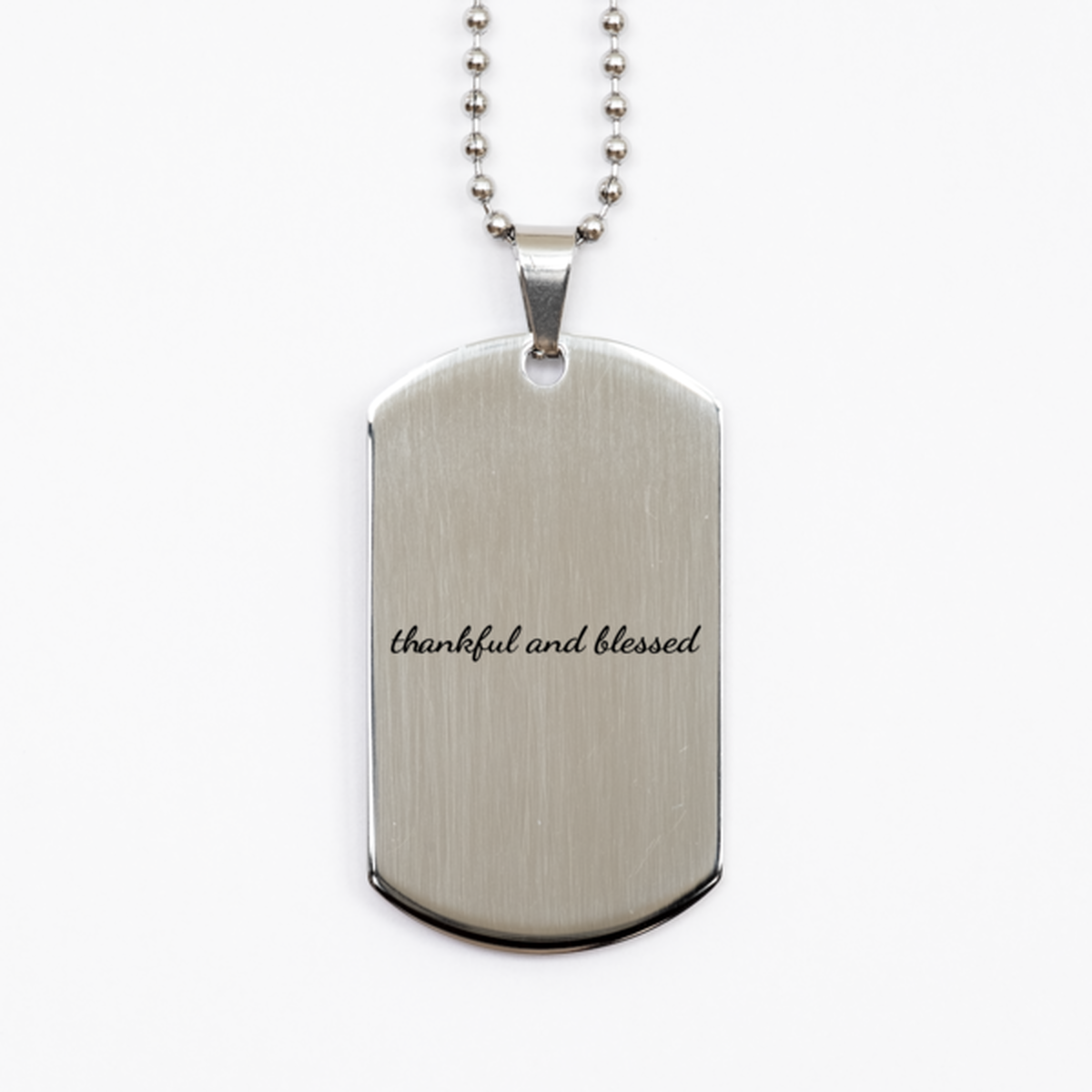 Thankful and Blessed 2, Silver Dog Tag Bracelet. Model 60061