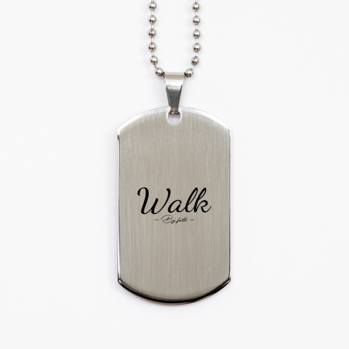 Walk by Faith, Silver Dog Tag Bracelet. Model 60061