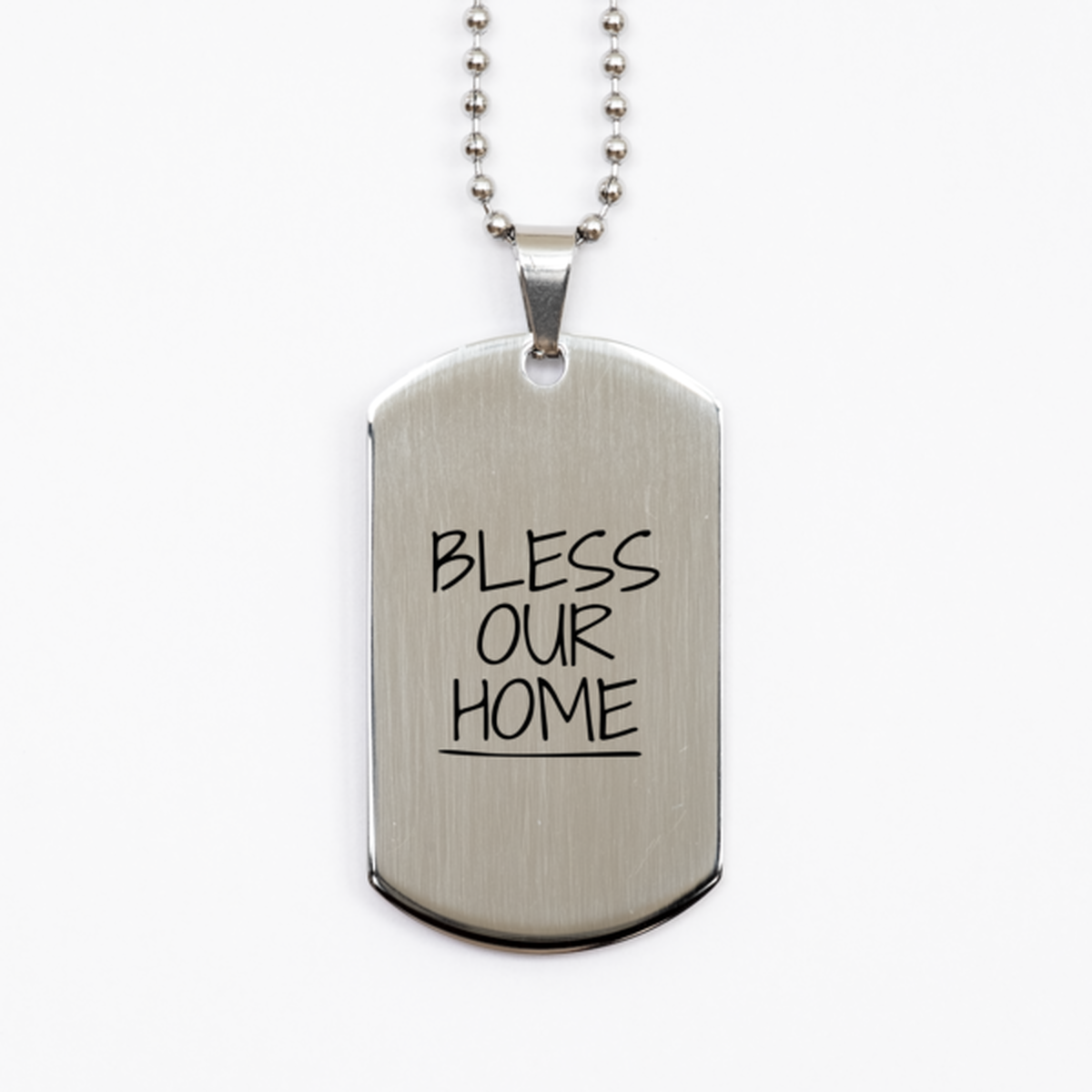 Bless Our Home, Silver Dog Tag Bracelet. Model 60061