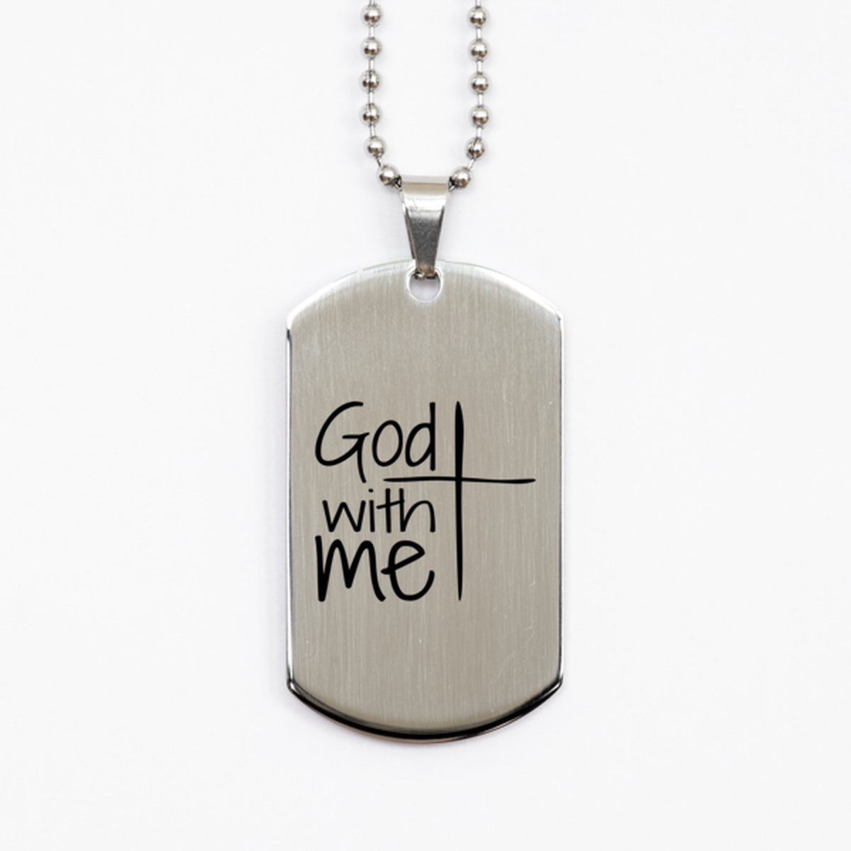 God With Me, Silver Dog Tag Bracelet. Model 60061