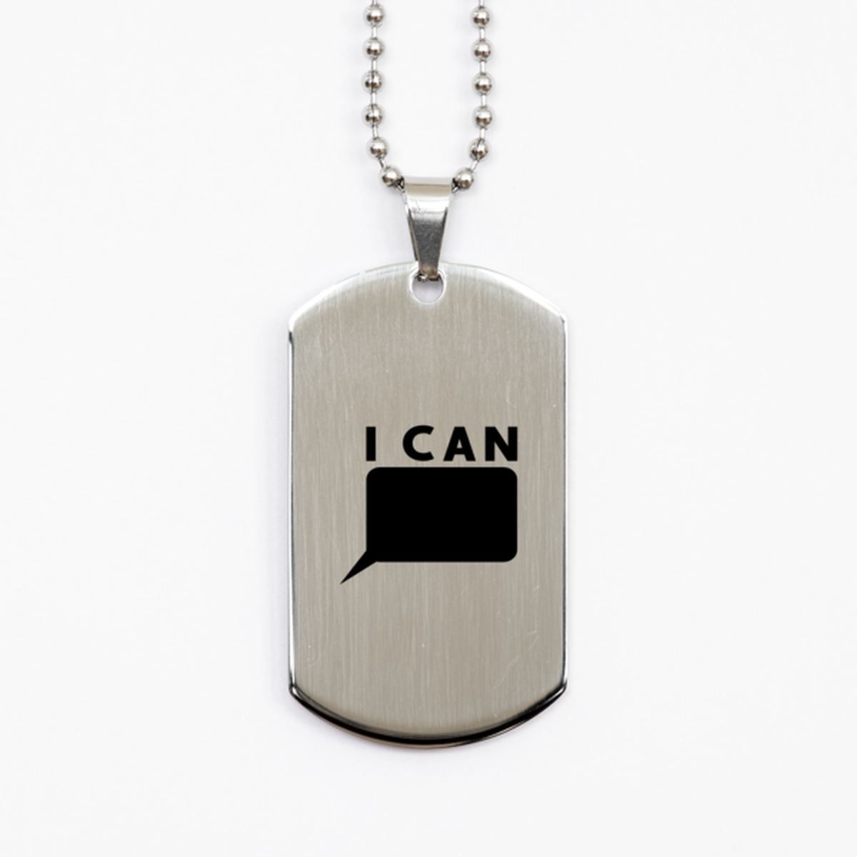I Can No Comment, Silver Dog Tag Bracelet. Model 60061