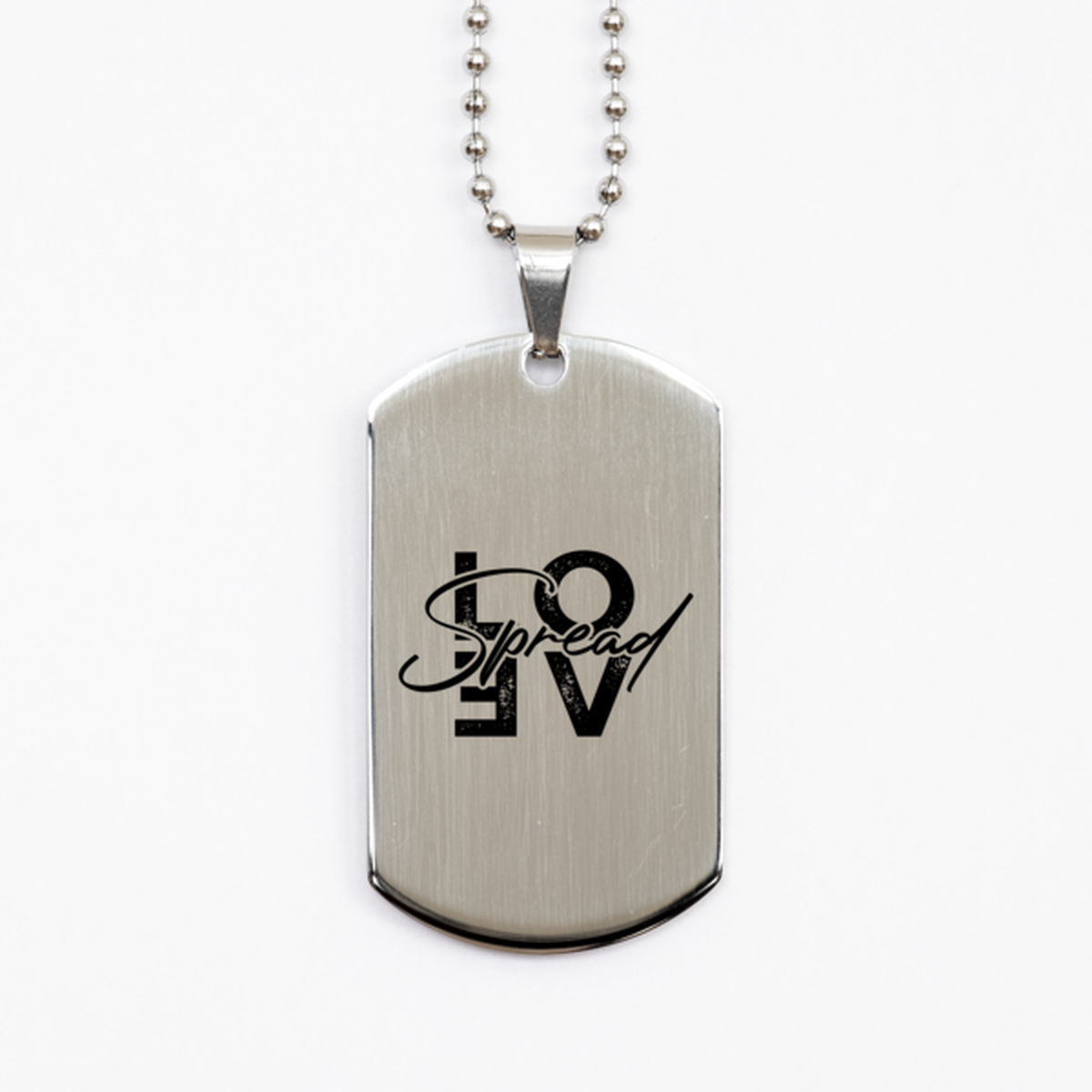 Spread Love, Silver Dog Tag Bracelet. Model 60061