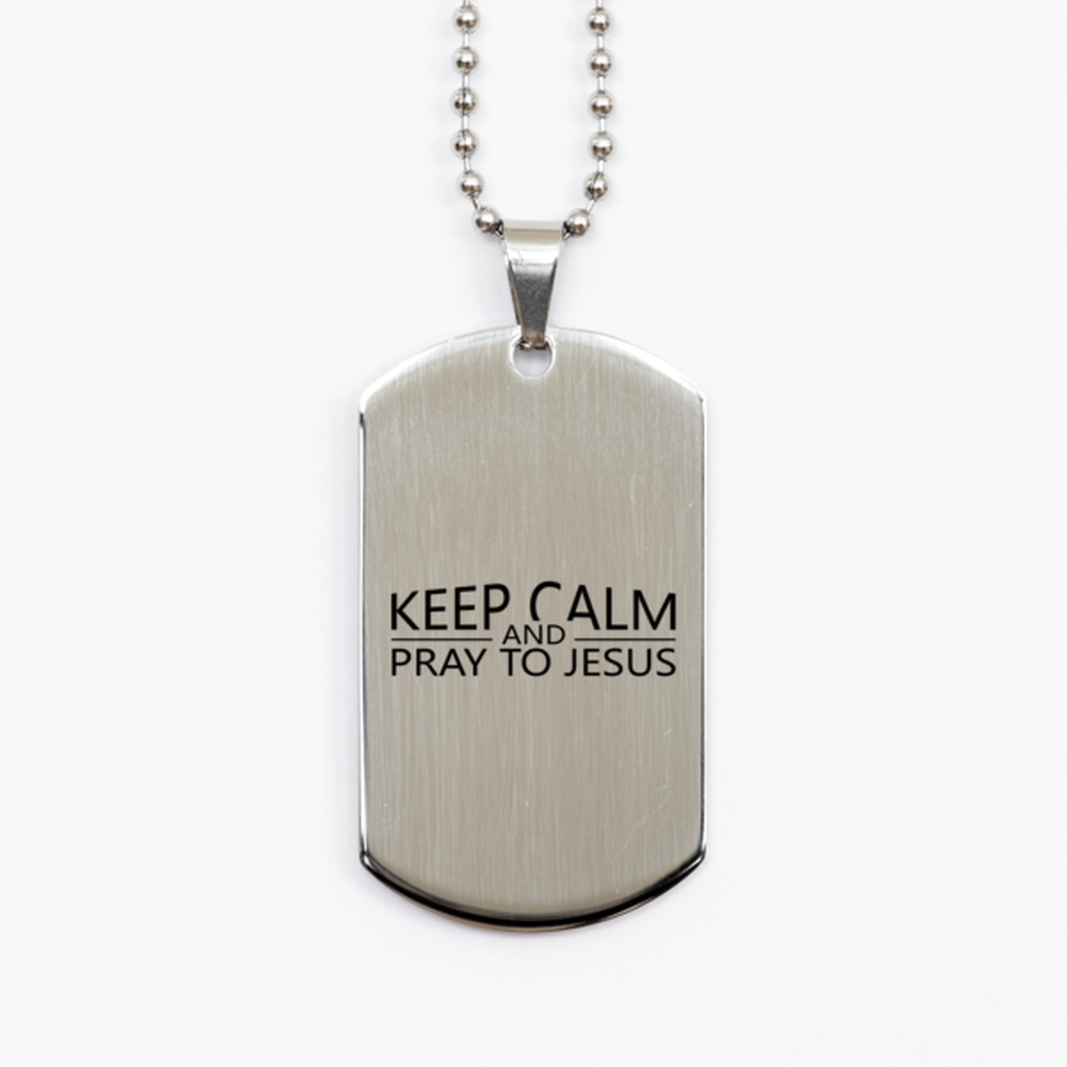 Keep Calm and Pray to Jesus, Silver Dog Tag Bracelet. Model 60061