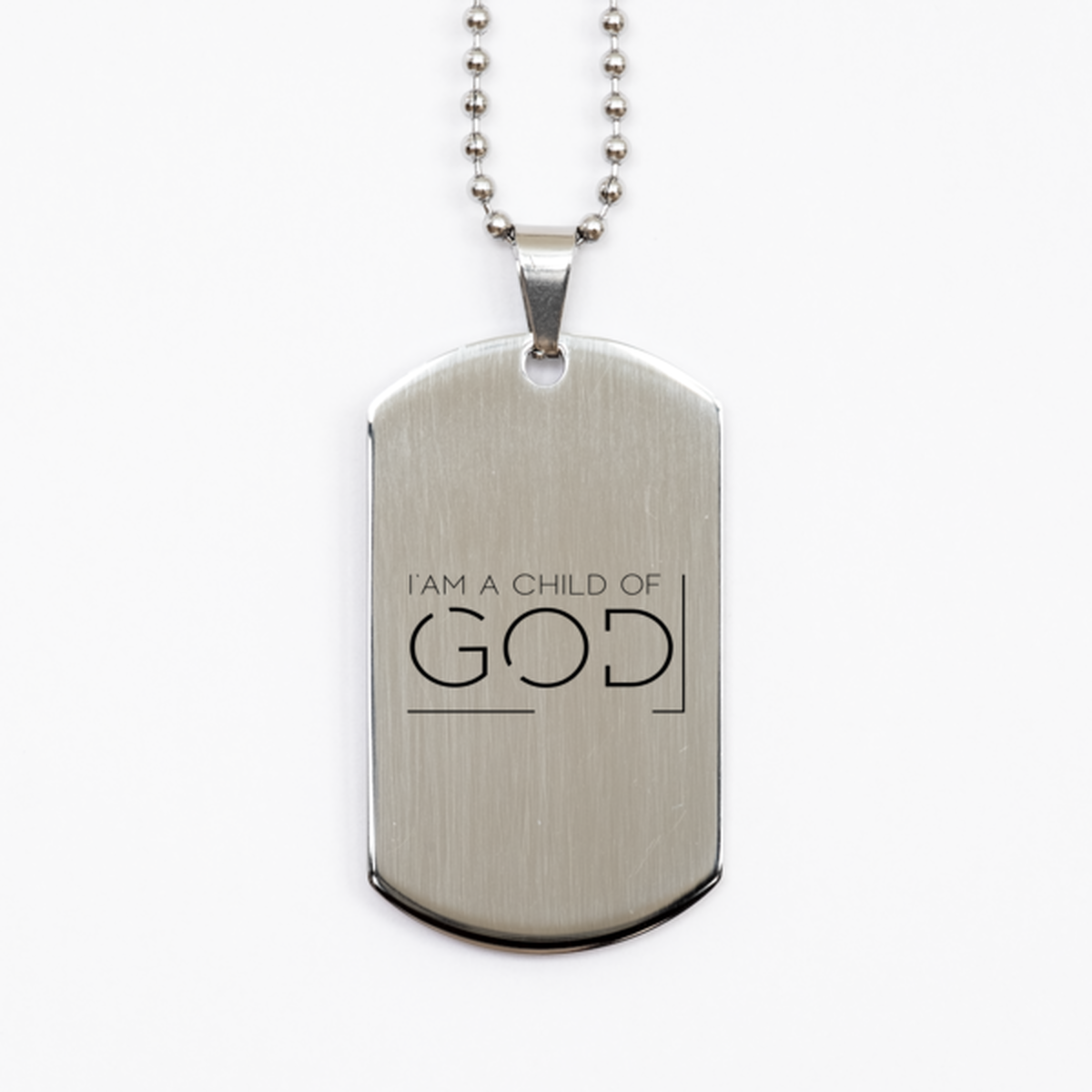 I Am a Child of God, Silver Dog Tag Bracelet. Model 60061