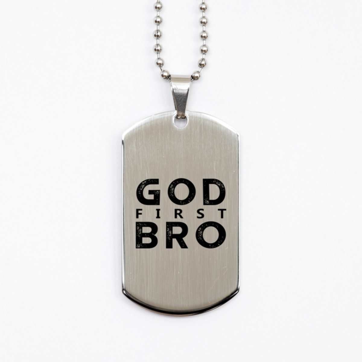 God First Bro, Silver Dog Tag Bracelet. Model 60061