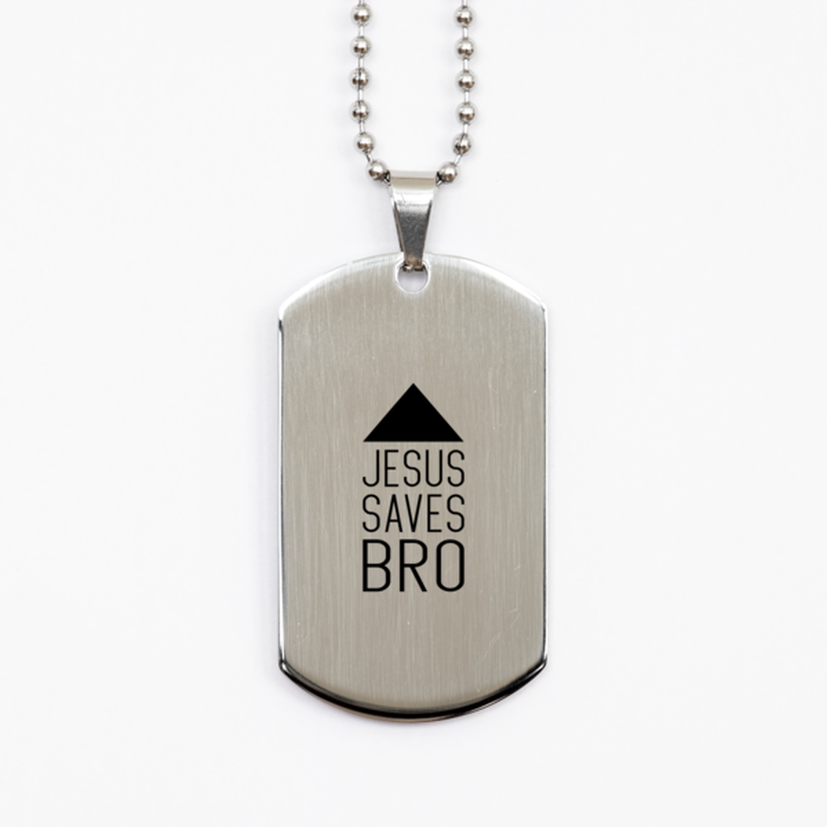 Jesus Saves Bro, Silver Dog Tag Bracelet. Model 60061