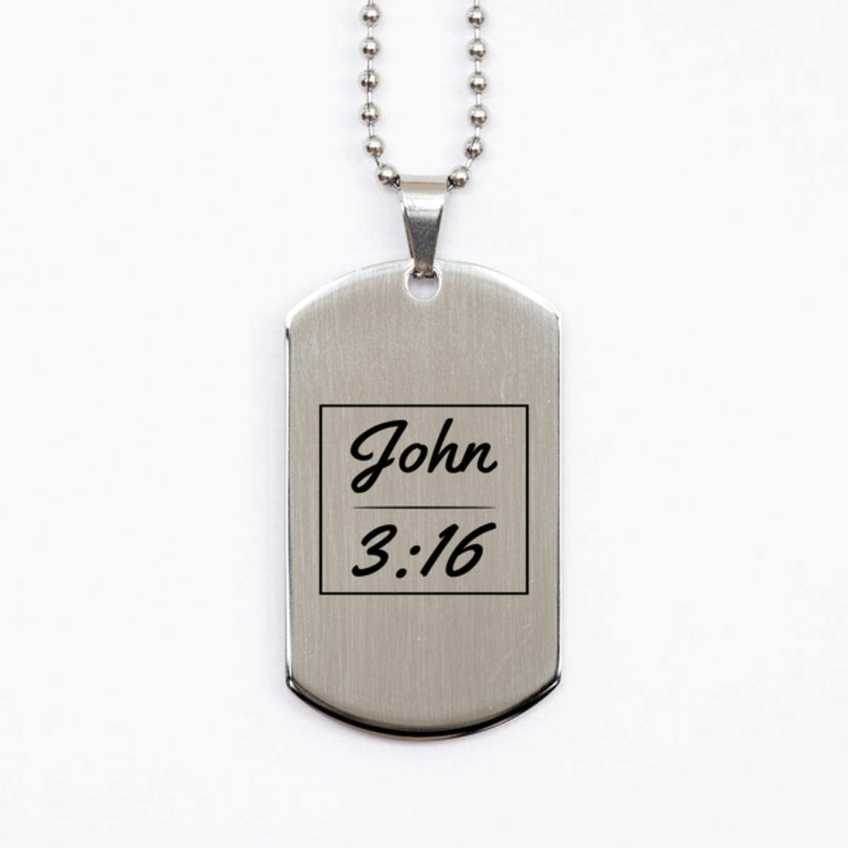 John 3:16, Silver Dog Tag Bracelet. Model 60061