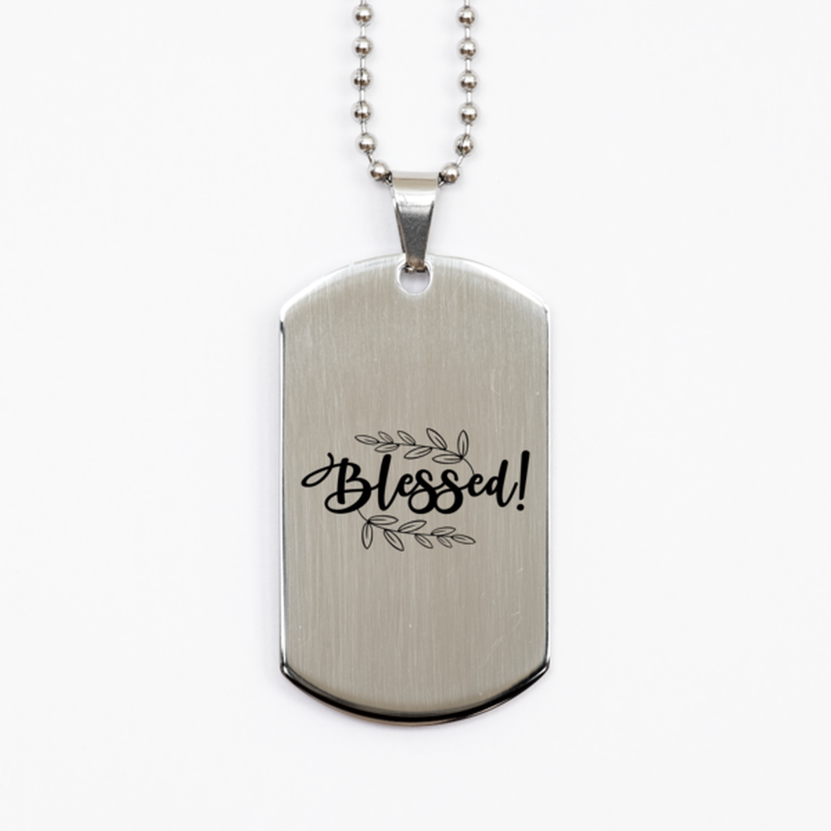 Blessed 5, Silver Dog Tag Bracelet. Model 60061