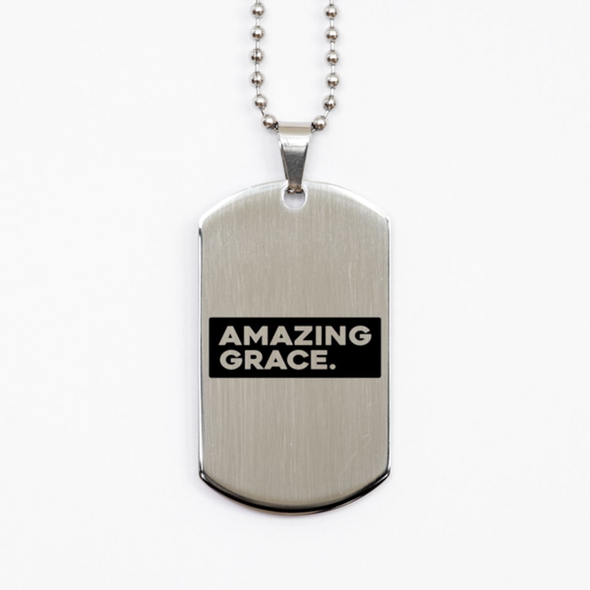 Amazing Grace 2, Silver Dog Tag Bracelet. Model 60061