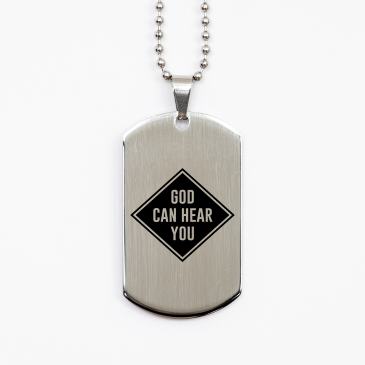 God Can Hear You, Silver Dog Tag Bracelet. Model 60061