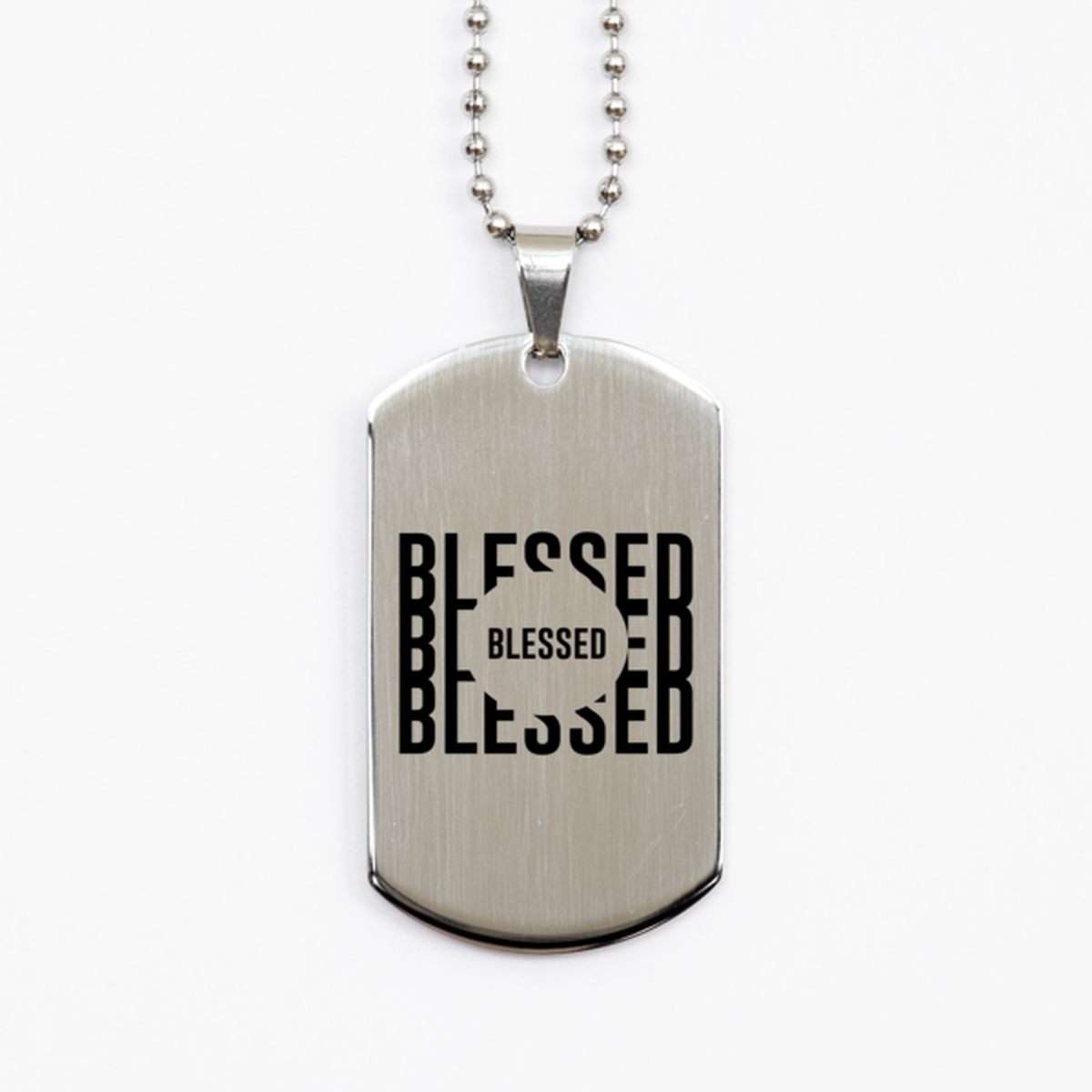 Blessed 6, Silver Dog Tag Bracelet. Model 60061