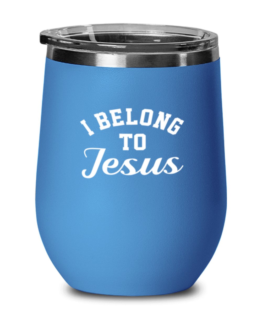 I Belong to Jesus, blue drinkware metal glass. Model 60062