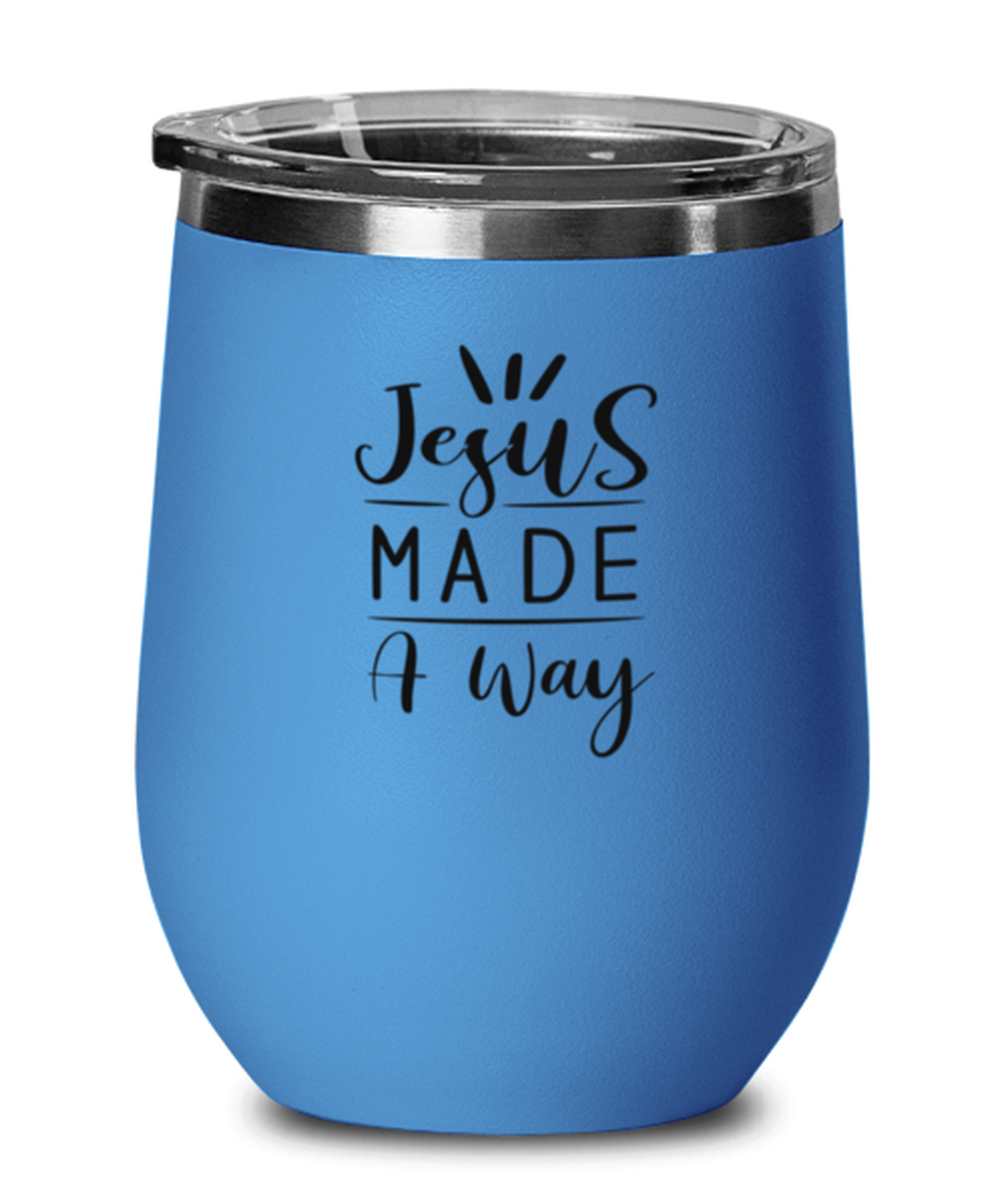 Jesus Made a Way, blue drinkware metal glass. Model 60062