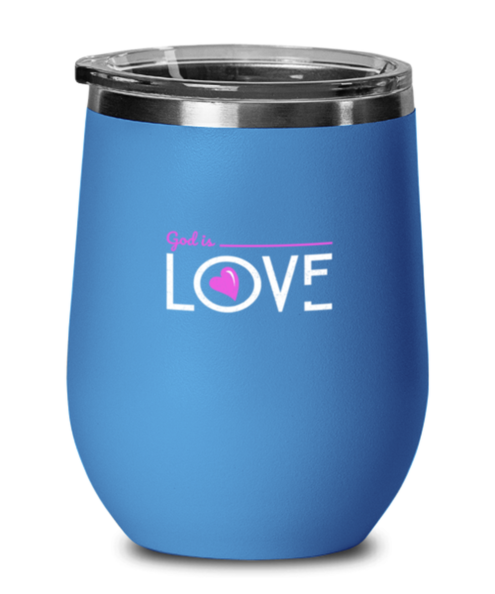God is Love 2, blue drinkware metal glass. Model 60062
