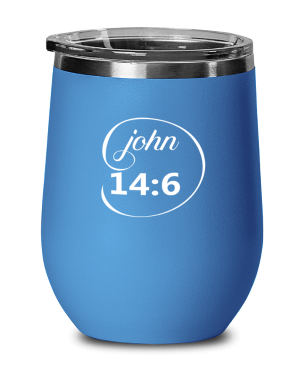 John 14:6, blue drinkware metal glass. Model 60062