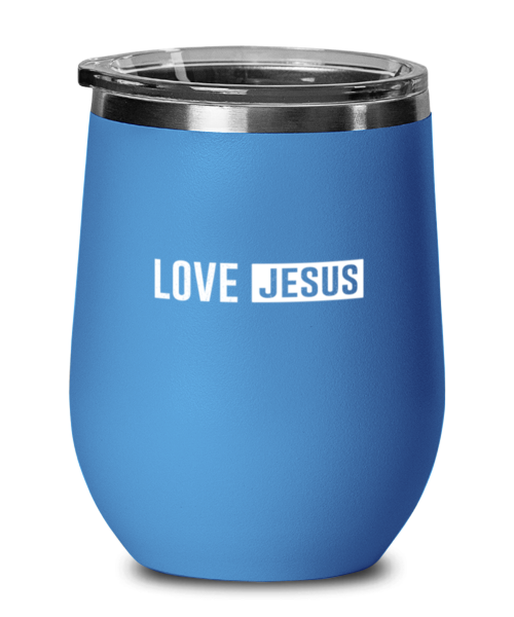 Love Jesus 2, blue drinkware metal glass. Model 60062