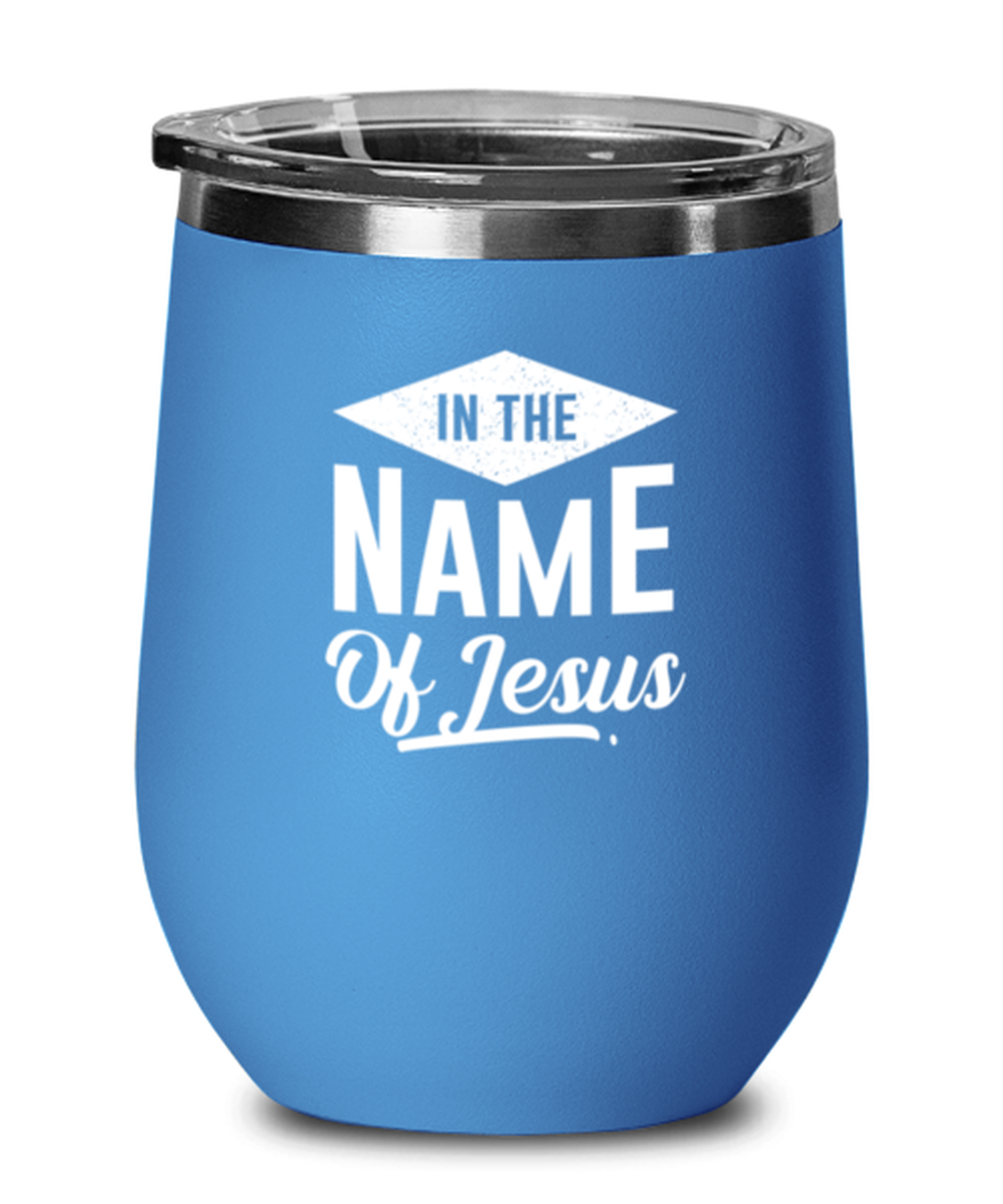 In the Name of Jesus 2, blue drinkware metal glass. Model 60062