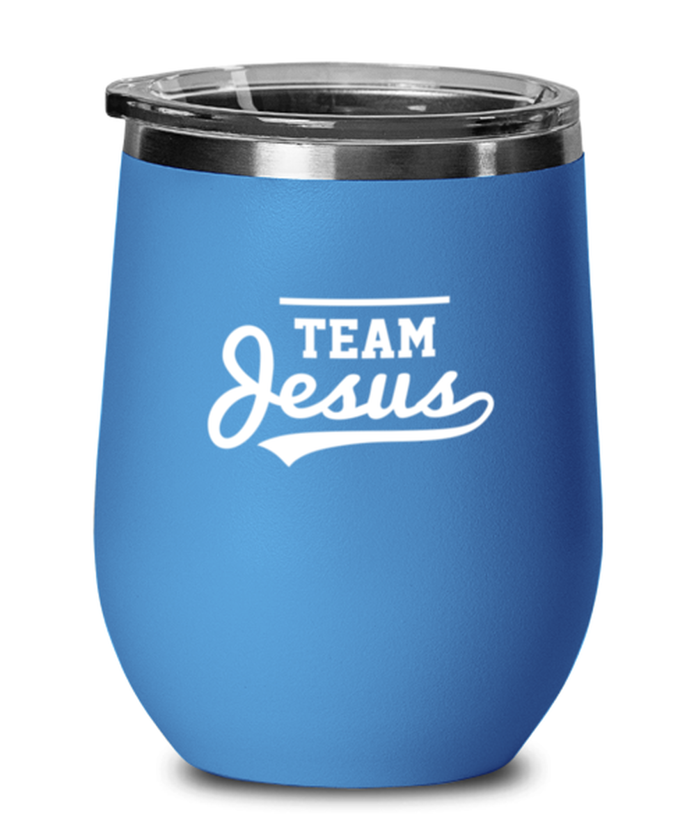 Team Jesus 2, blue drinkware metal glass. Model 60062