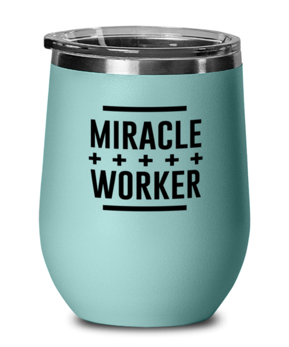 Miracle Plus Worker, teal drinkware metal glass. Model 60063