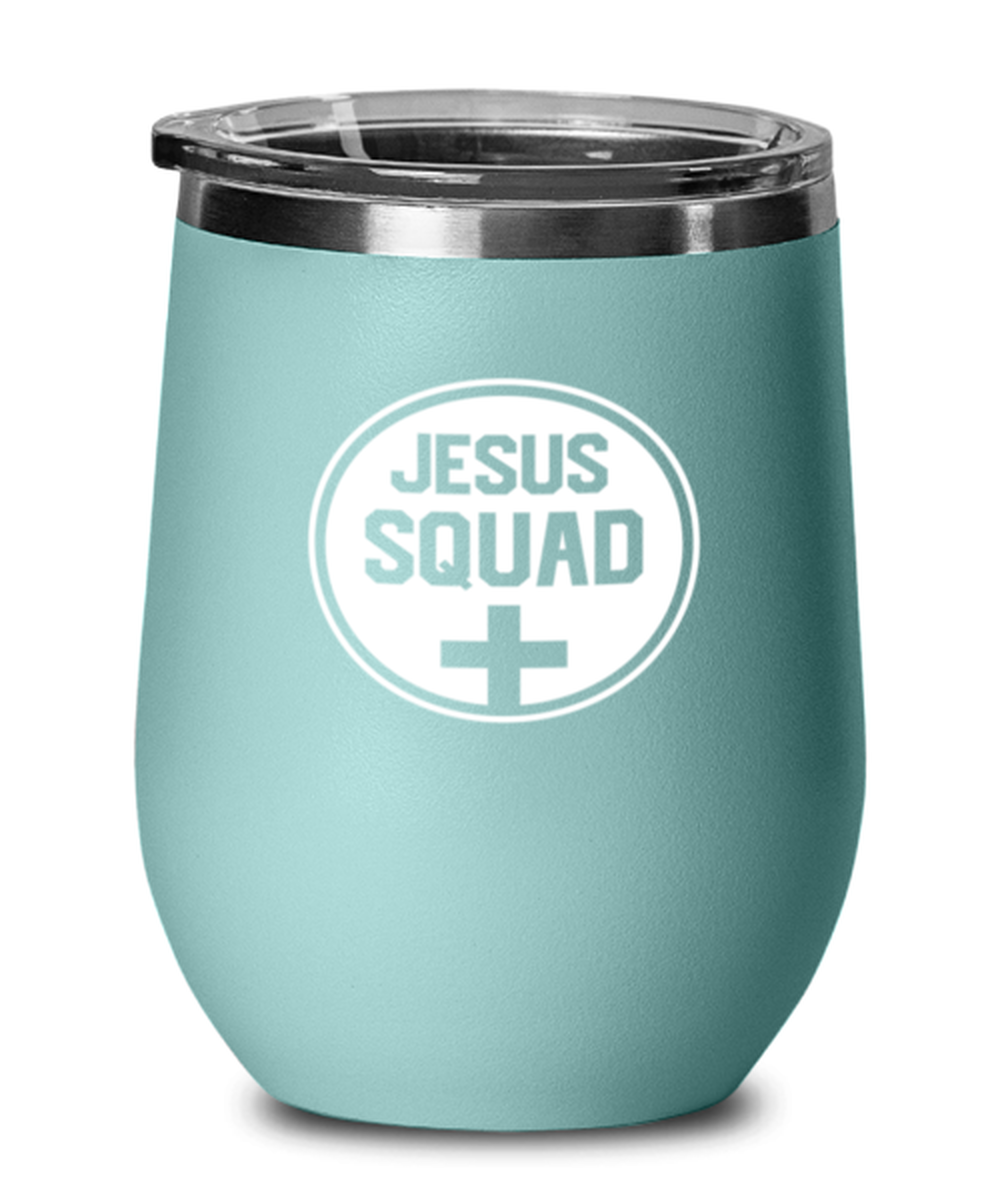 Jesus Squad, teal drinkware metal glass. Model 60063