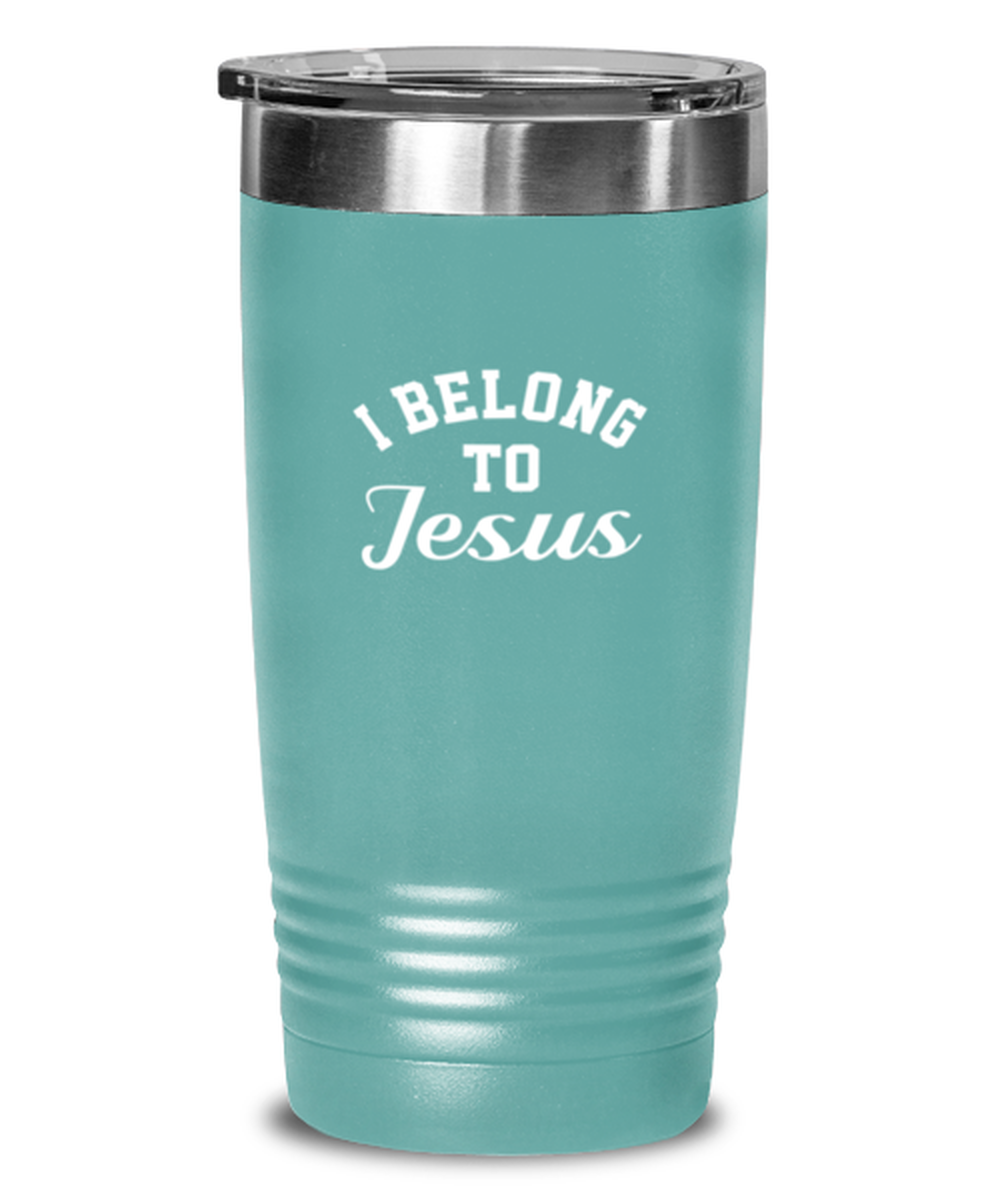 I Belong to Jesus, teal tumbler. Model 60064