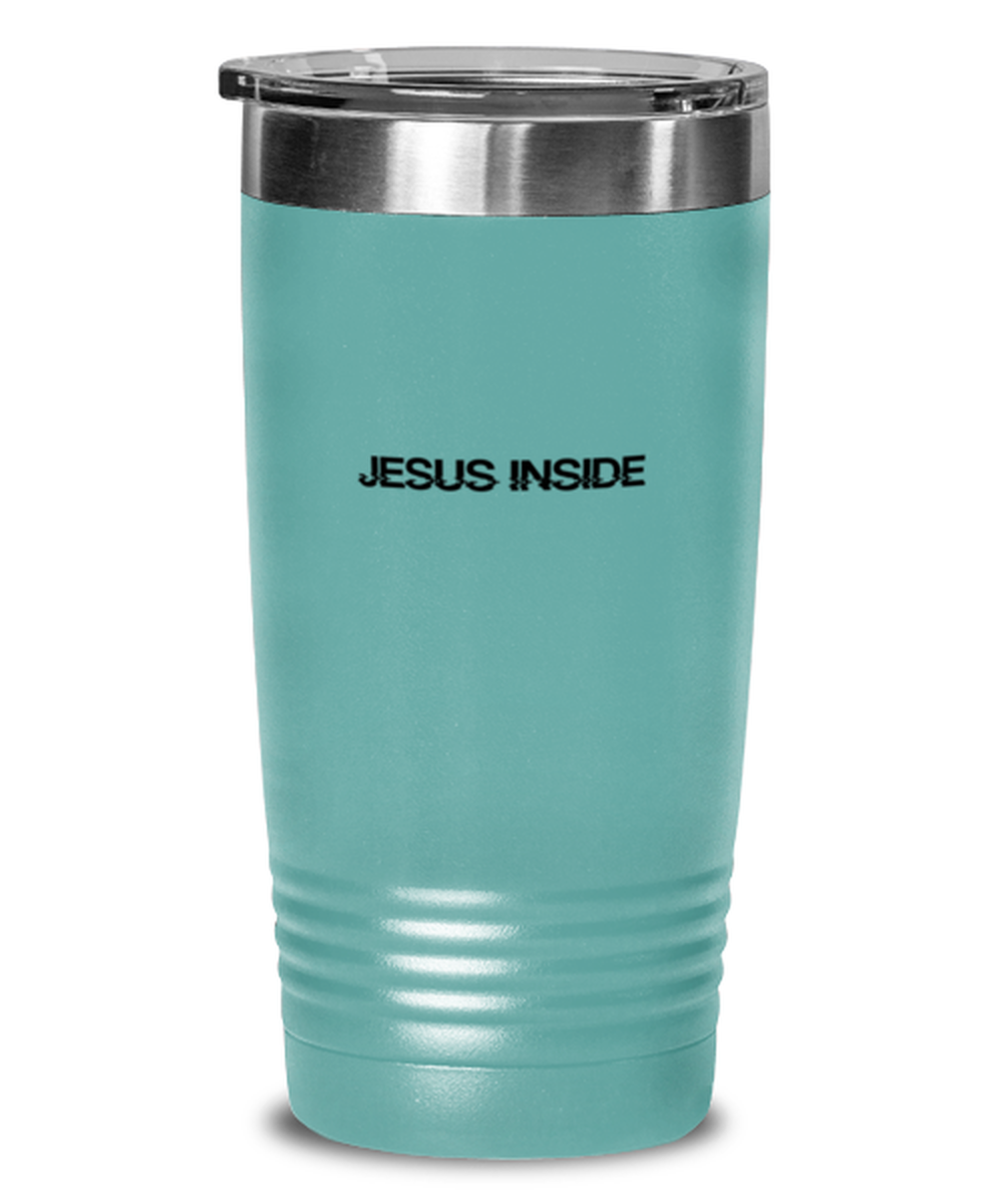 Jesus Inside, teal tumbler. Model 60064