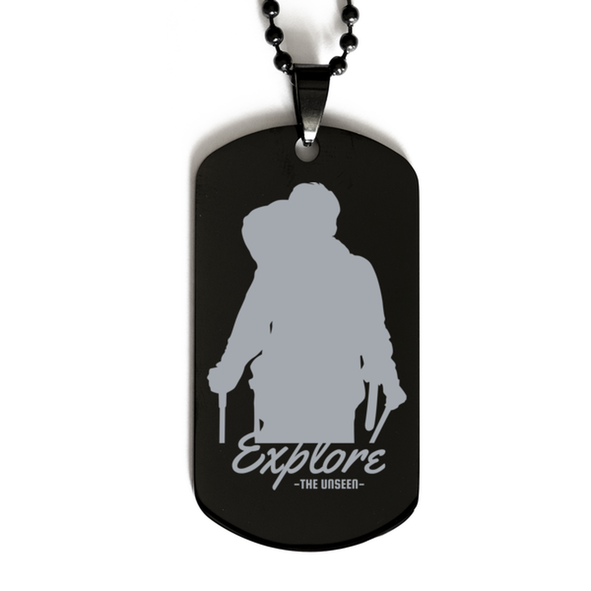 Explore the Unseen, Black Dog Tag. Model 60068