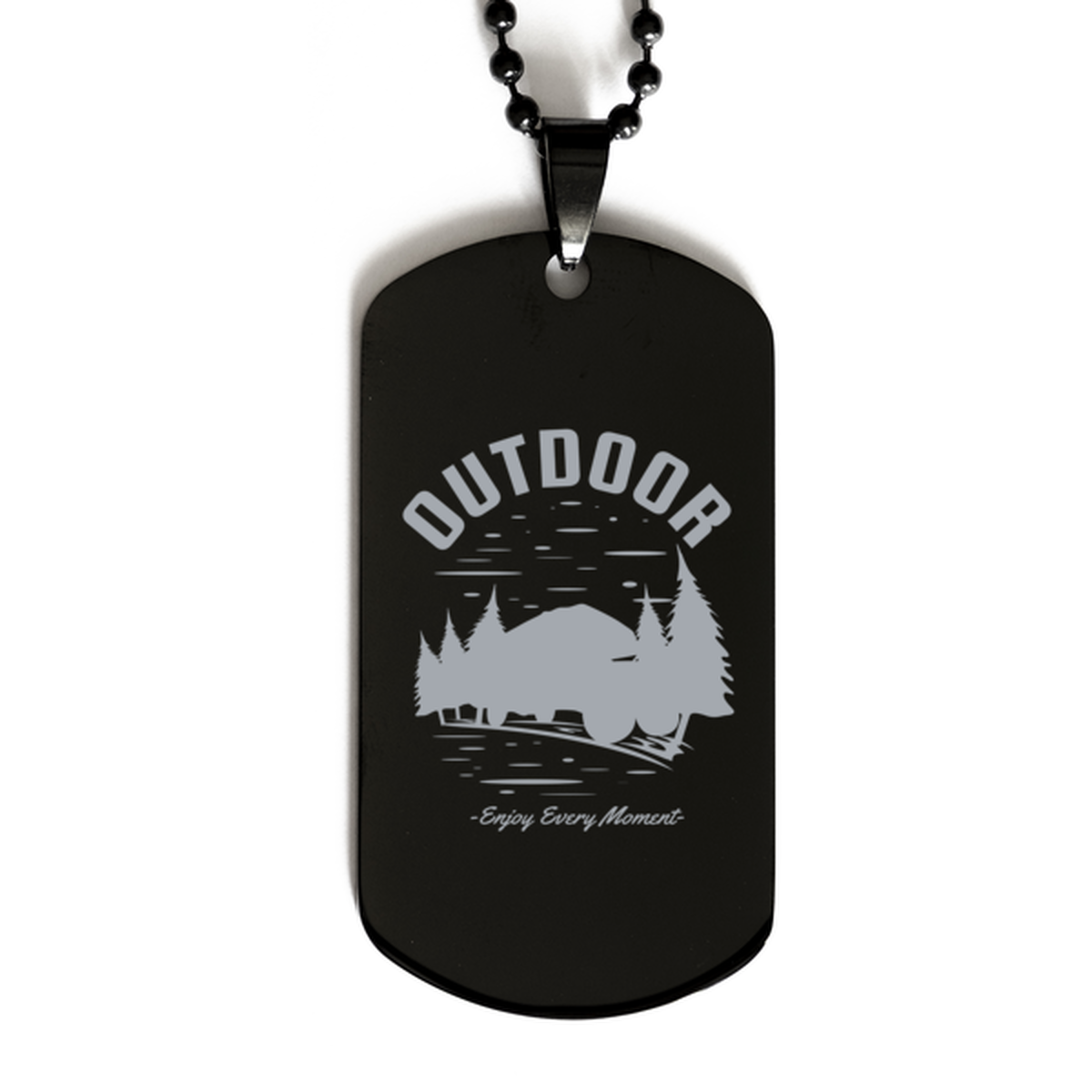Outdoor Enjoy Every Moment, Black Dog Tag. Model 60068
