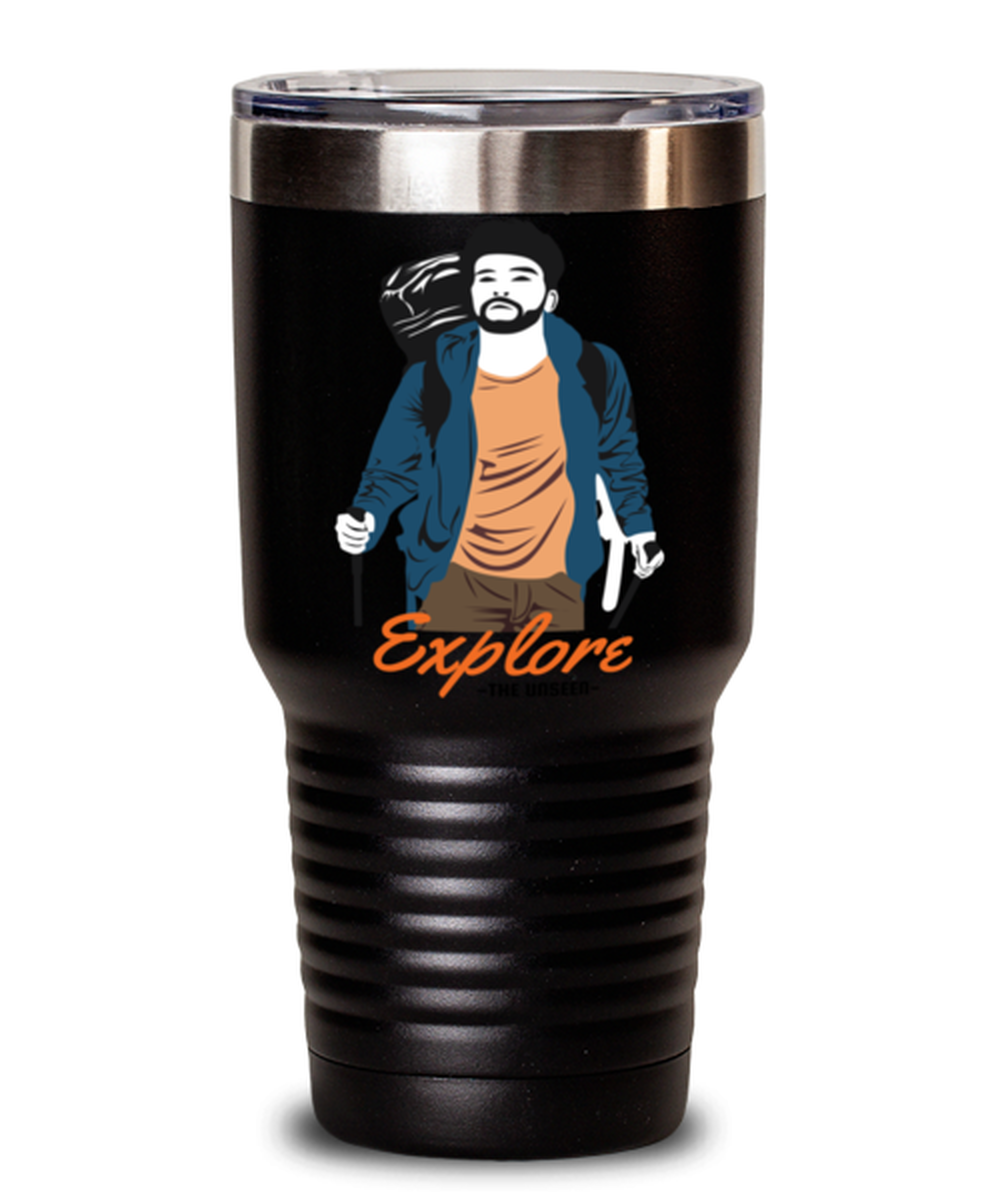 Explore the Unseen, black Tumbler 30oz. Model 60071