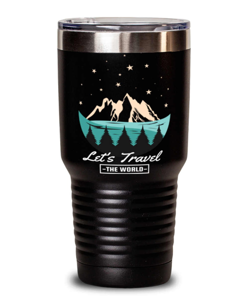 Lets Travel the World, black Tumbler 30oz. Model 60071
