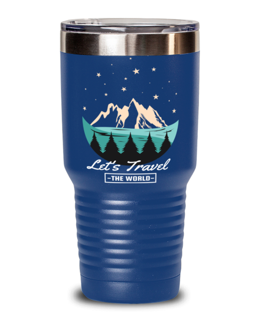 Lets Travel the World, blue Tumbler 30oz. Model 60071
