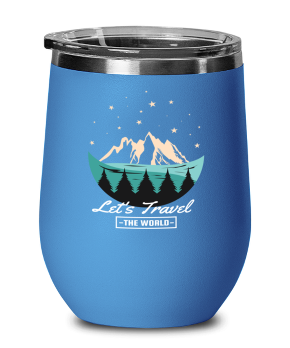 Lets Travel the World, blue Wineglass. Model 60072
