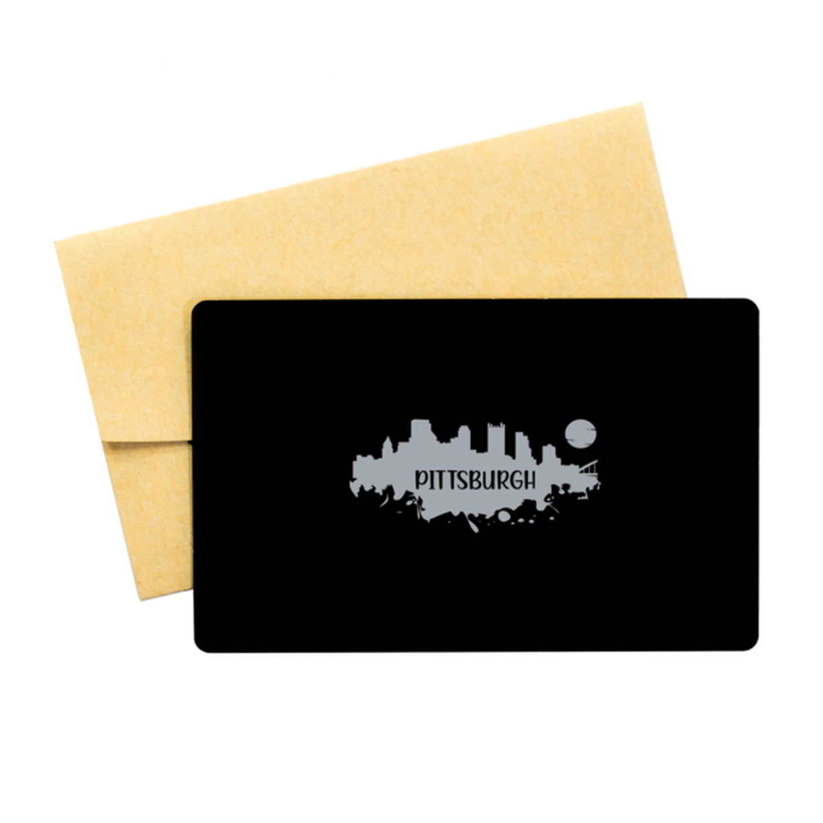 Pittsburgh Skyline silhouette, Wallet Card . Model 60088