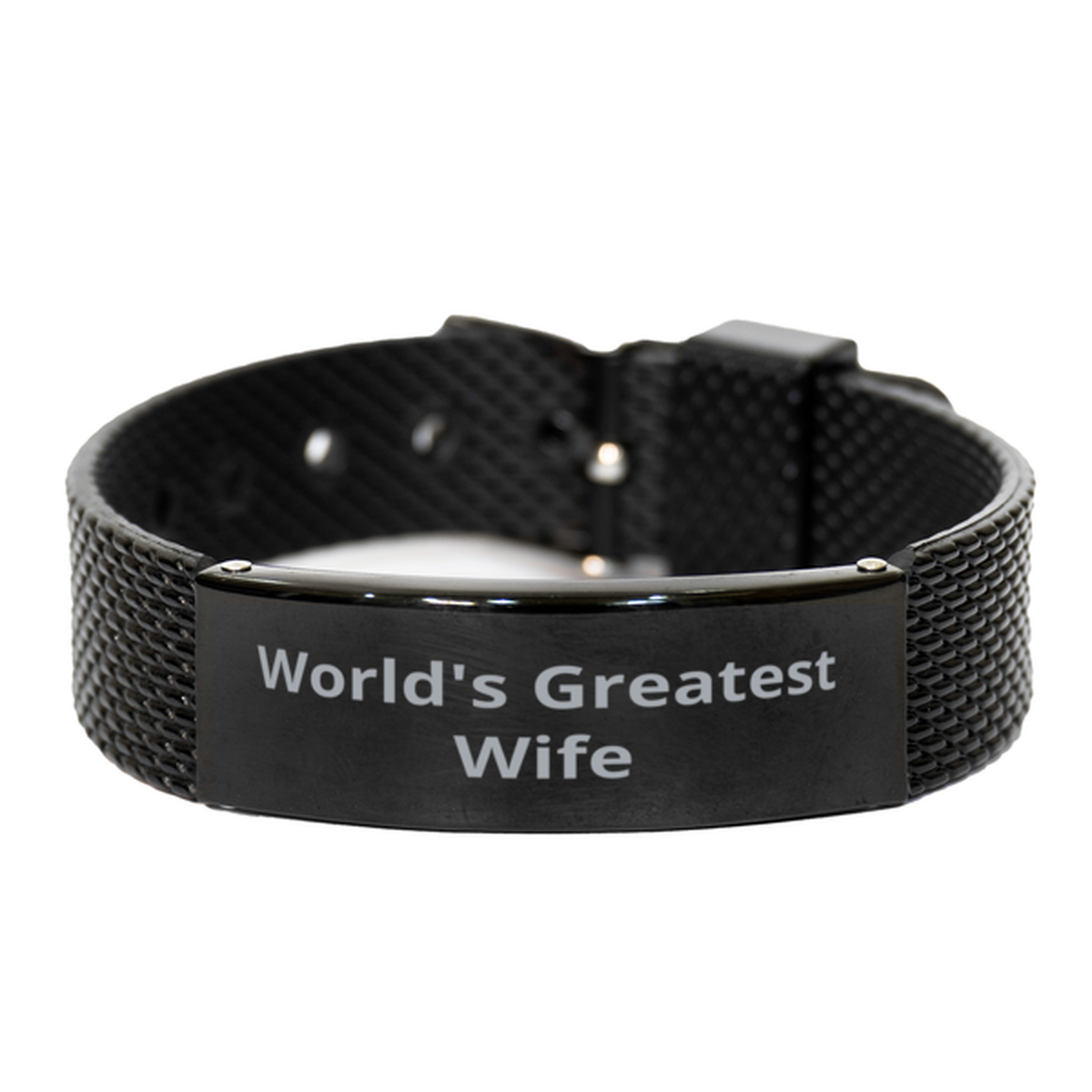 World Greatest Wife, Black Shark Mesh Bracelet. Model 60092