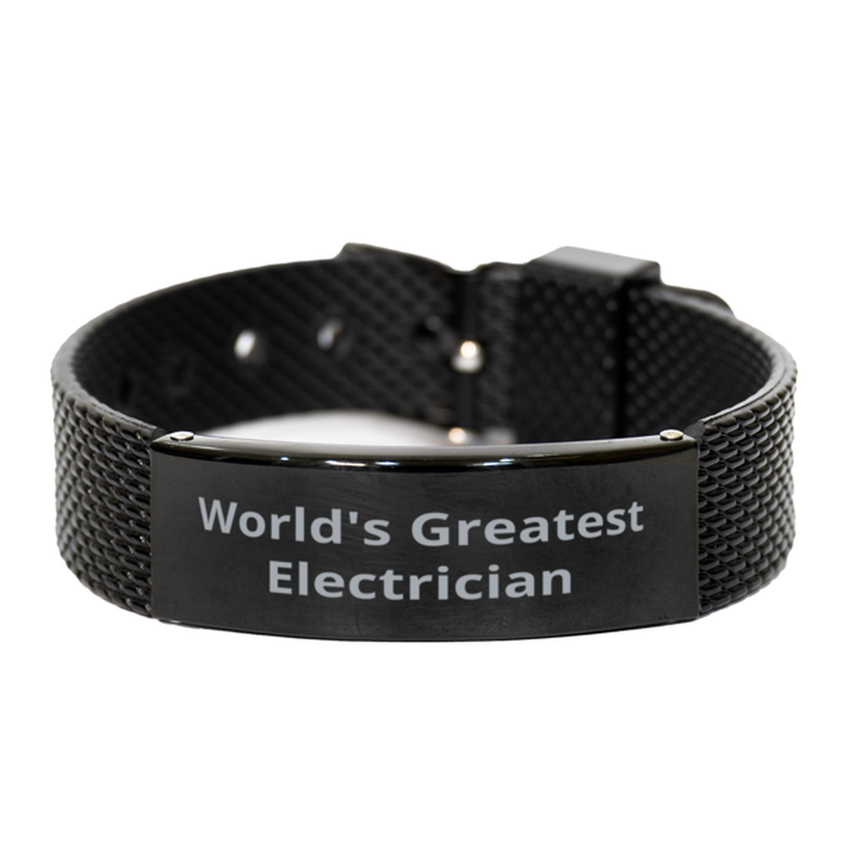 World Greatest Electrician, Black Shark Mesh Bracelet. Model 60092