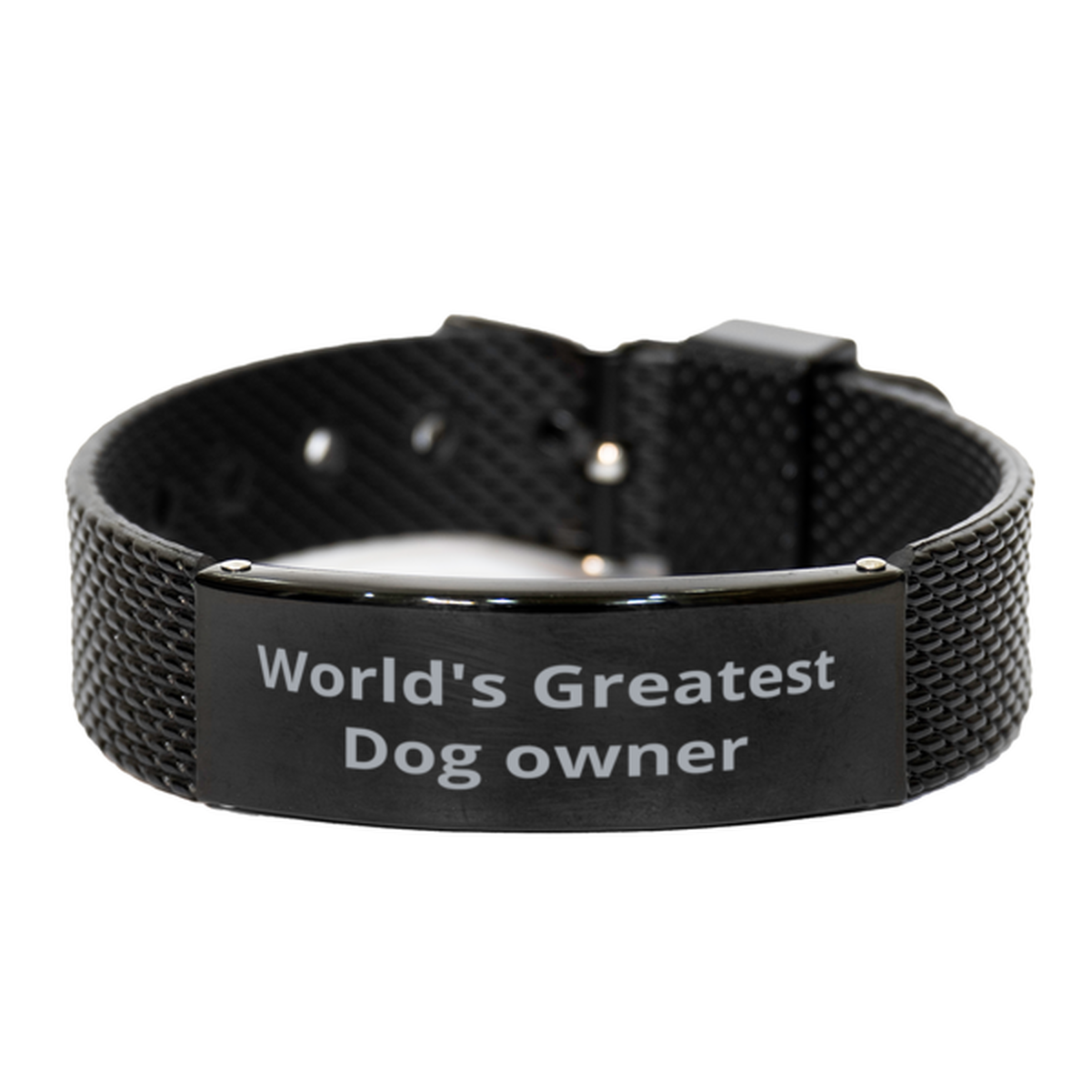 World Greatest Dog owner, Black Shark Mesh Bracelet. Model 60092