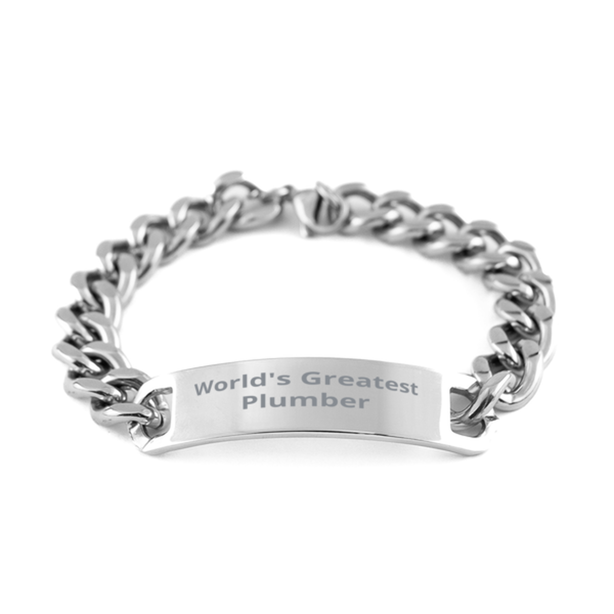 World Greatest Plumber, Cuban Chain Stainless Steel Bracelet. Model 60092