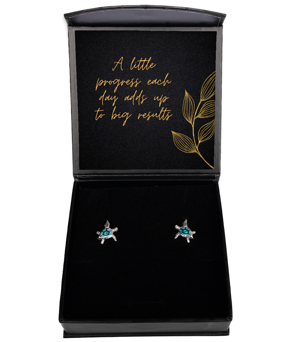 Adorn Your Ears with Confidence - Inspirational Earrings, Opal Turtle Earrings. Model 60093