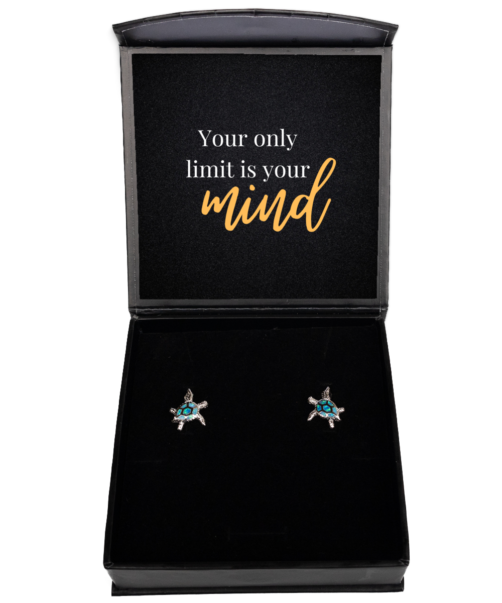 Adorn Your Ears, Uplift Your Spirit - Inspirational Earrings, Opal Turtle Earrings. Model 60093