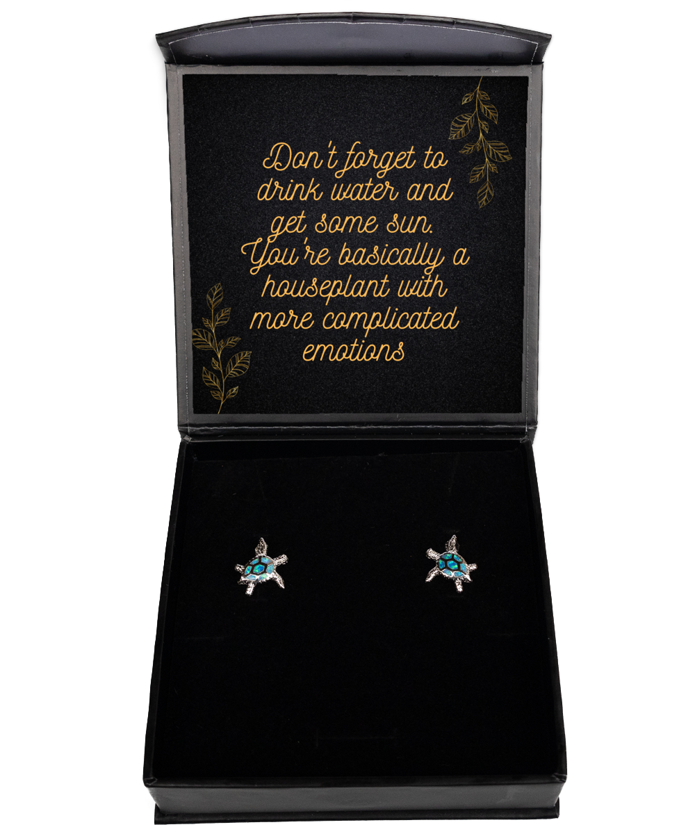 Adorn Your Ears with Positivity - Inspirational Earrings, Opal Turtle Earrings. Model 60093