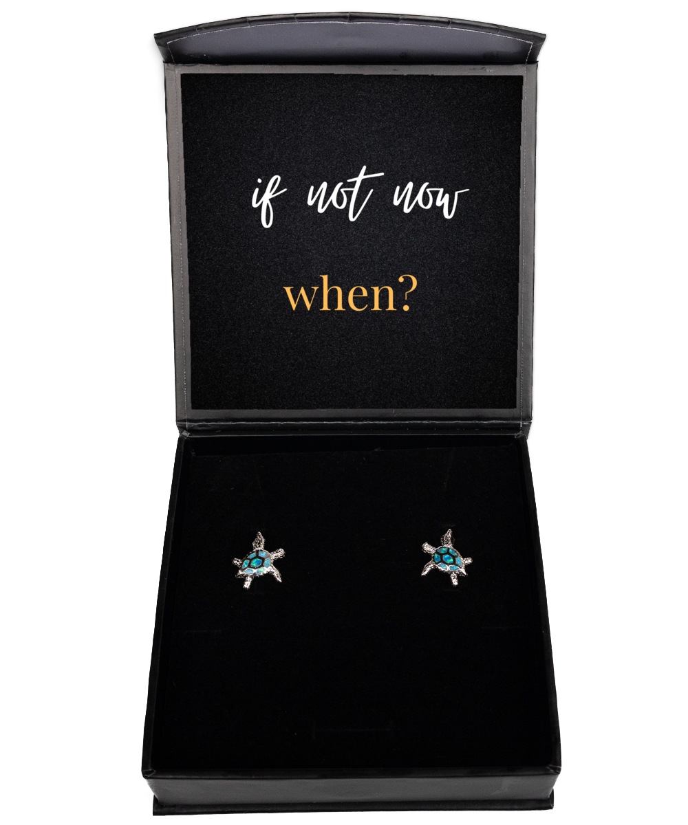 Adorn Your Ears with Purpose - Inspirational Earrings Set, Opal Turtle Earrings. Model 60093