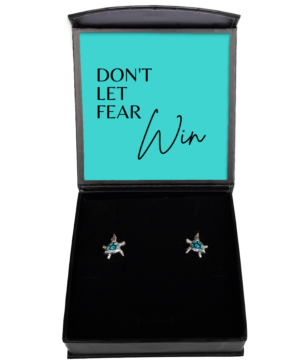 Adorn Your Ears with Motivation: Inspirational Earrings, Opal Turtle Earrings. Model 60095 - special gifts for any occasion for daughter, gifts for mother, wife, girlfriend or sisters